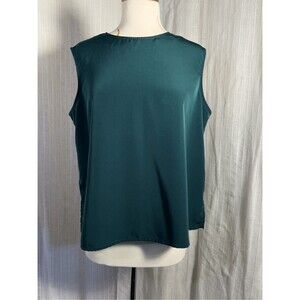 Vintage Sleeveless Blouse Size PM 90's Women's Hunter Green Light Top